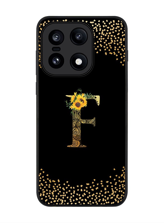 For OnePlus 15 Case,Slim fit Camera Protection, Shockproof Thin Phone cover  - Custom Floral Monogram - F ( Black )